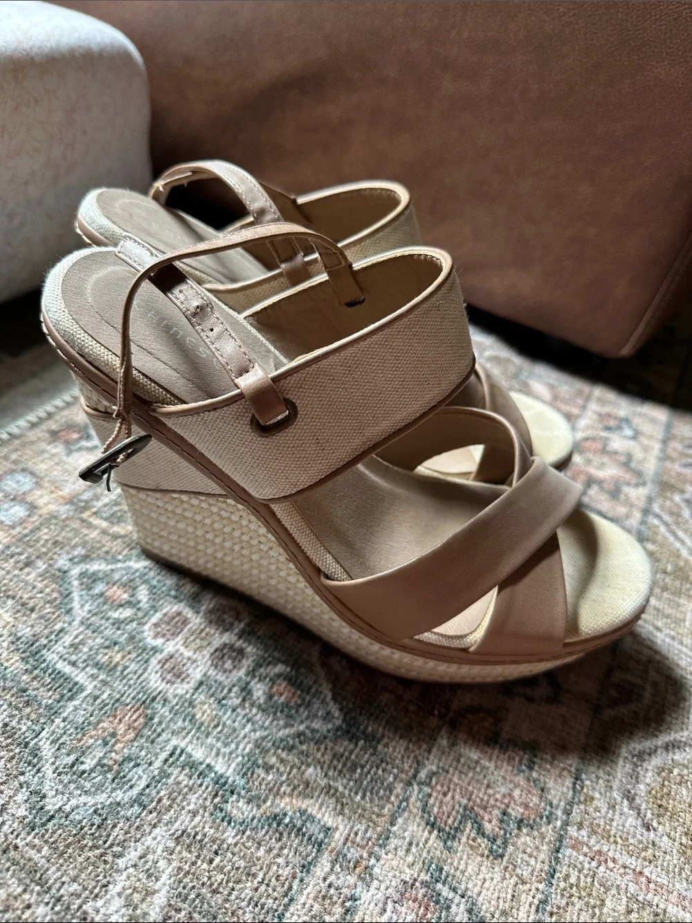 Women’s Beige Wedge Sandals - Neutral Strappy Platform